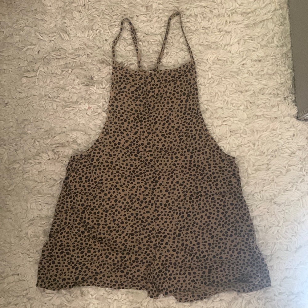 ARIE Brown Black Leopard Shorts Romper